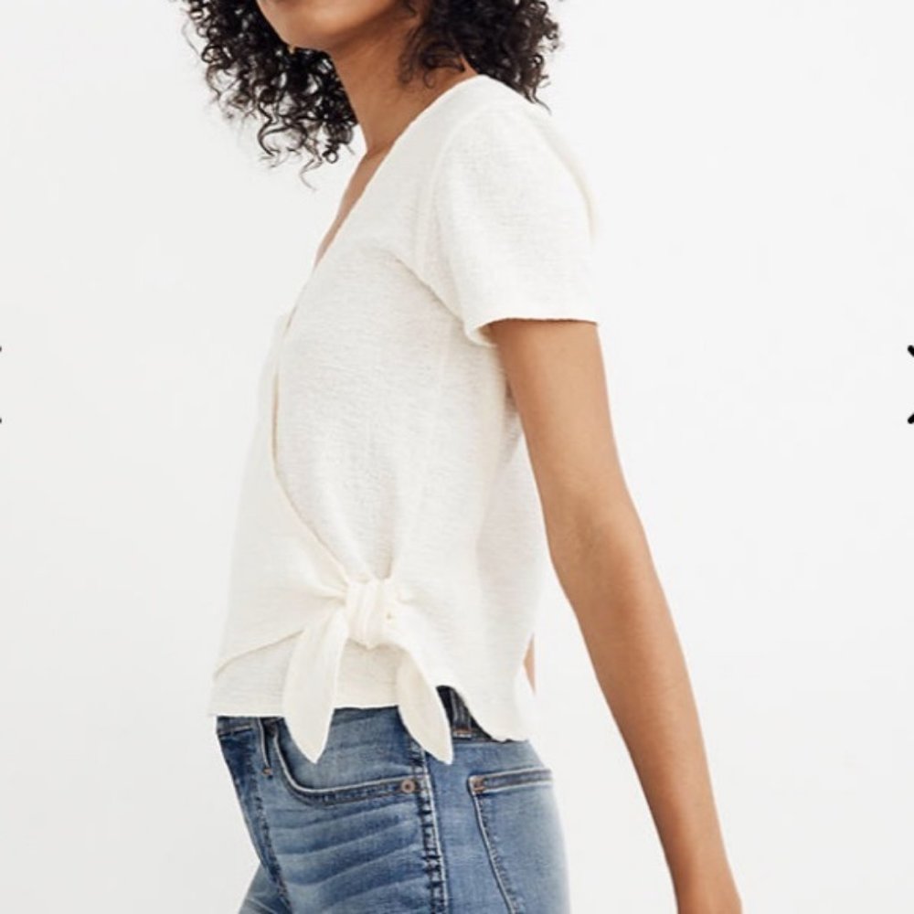 🎉HP🎉 Madewell Texture & Thread Wrap-Tie Top Cream